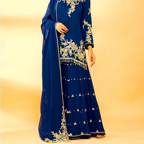 gold or silver with royal blue dress Aleta 1116 Sequin Prom Formal Fitted Long Gown – The Dress Outlet